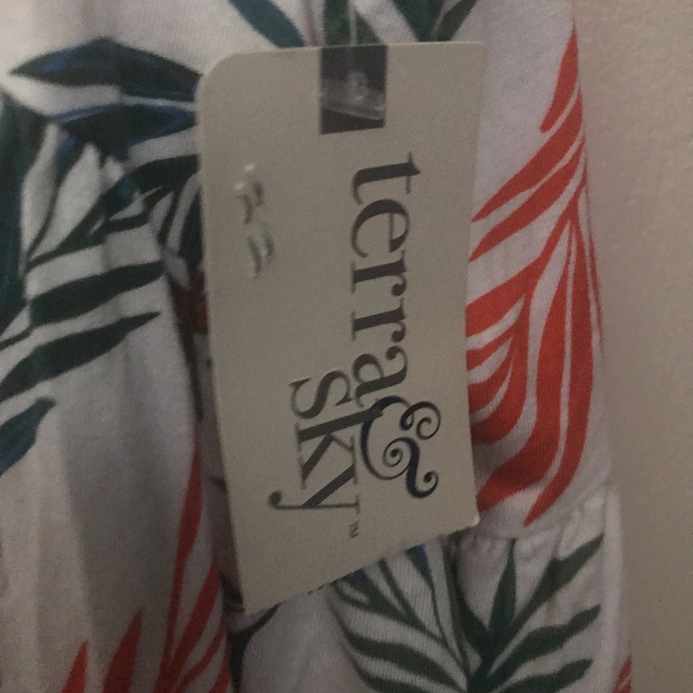 Terra & Sky Tropical Leaf Print Sleeveless Tunic Hi/Low Sleeveless NWT Size 3X - Picture 4 of 5